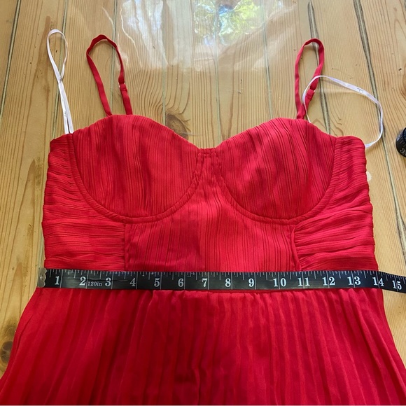 NWOT Lulus Cascading Crush Red Tiered Bustier Midi Dress - Picture 7 of 10